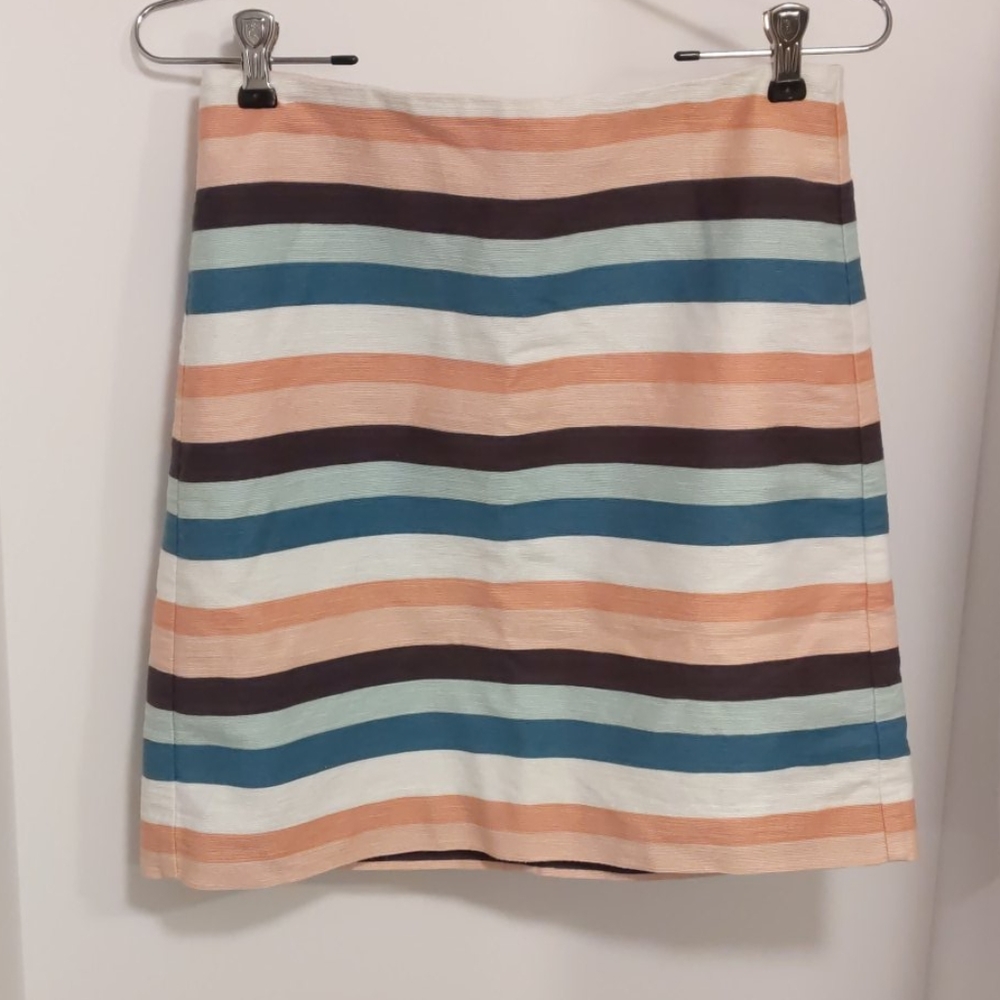 Loft Pale Pink and Teal Striped Pencil Skirt